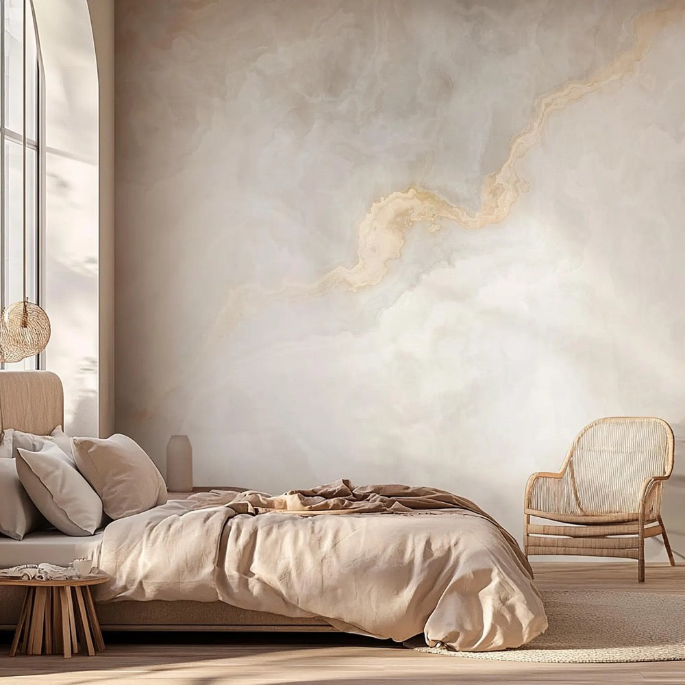 Dream Marble Wall Mural – Elegant Neutral Stone Texture Wallpaper – Custom Peel & Stick