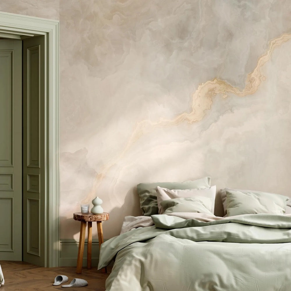 Dream Marble Wall Mural – Elegant Neutral Stone Texture Wallpaper – Custom Peel & Stick
